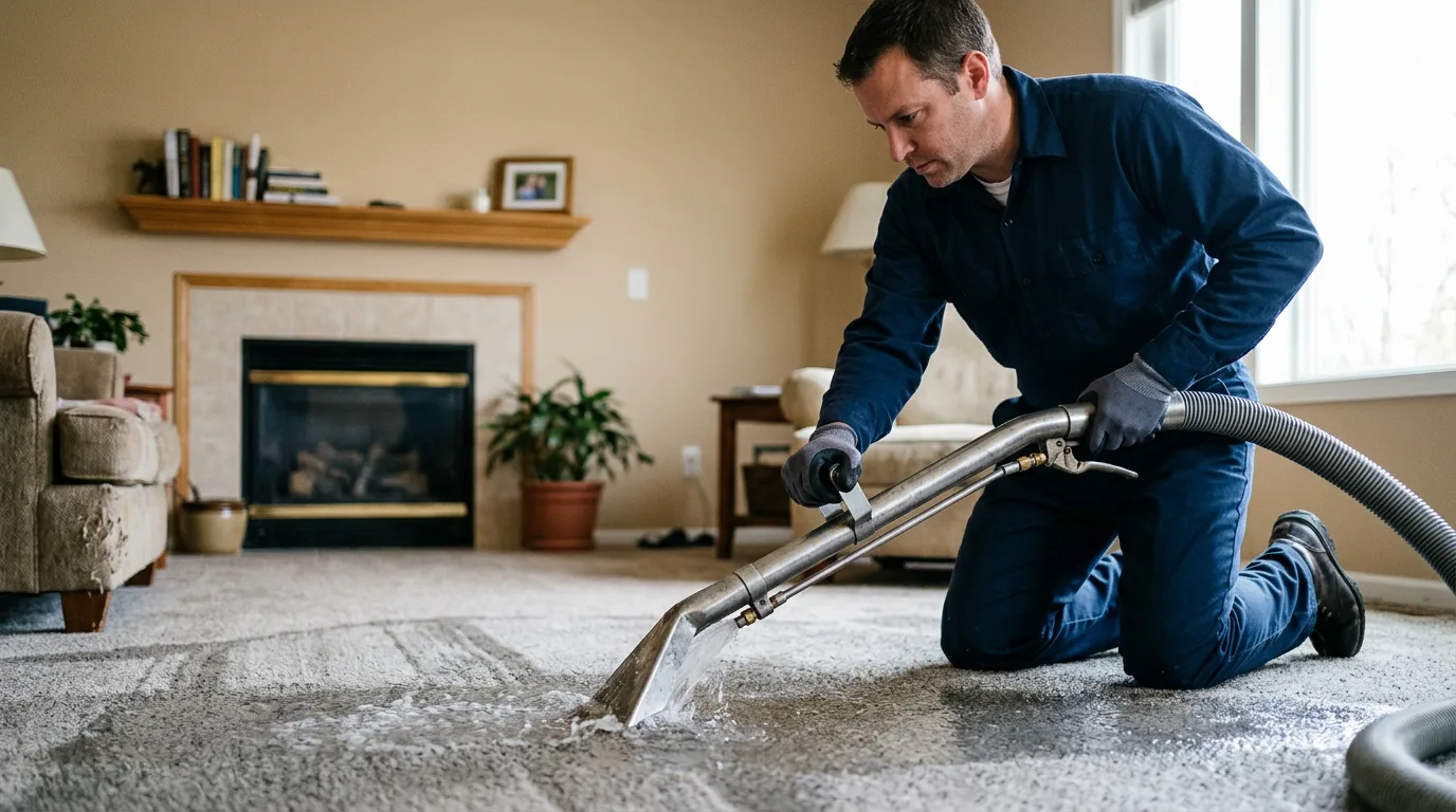 Water damage restoration technician working near Alexandria, OH